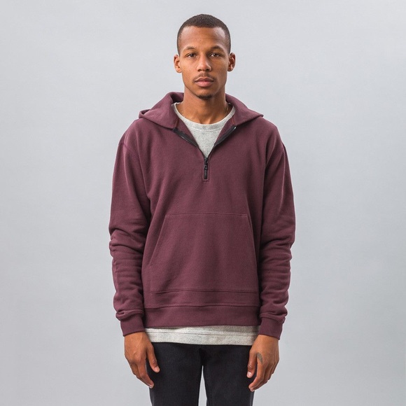 [SOLD] John Elliot Mercer Half ZIP Hoodie Maroon L - Picture 1 of 8